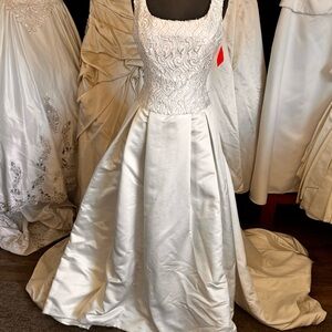 Alfred Angelo Ivory Satin Ballgown with Embroidered Bodice
